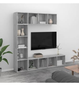 Ensemble bibliothèque/meuble TV 3 pcs Sonoma gris 180x30x180 cm