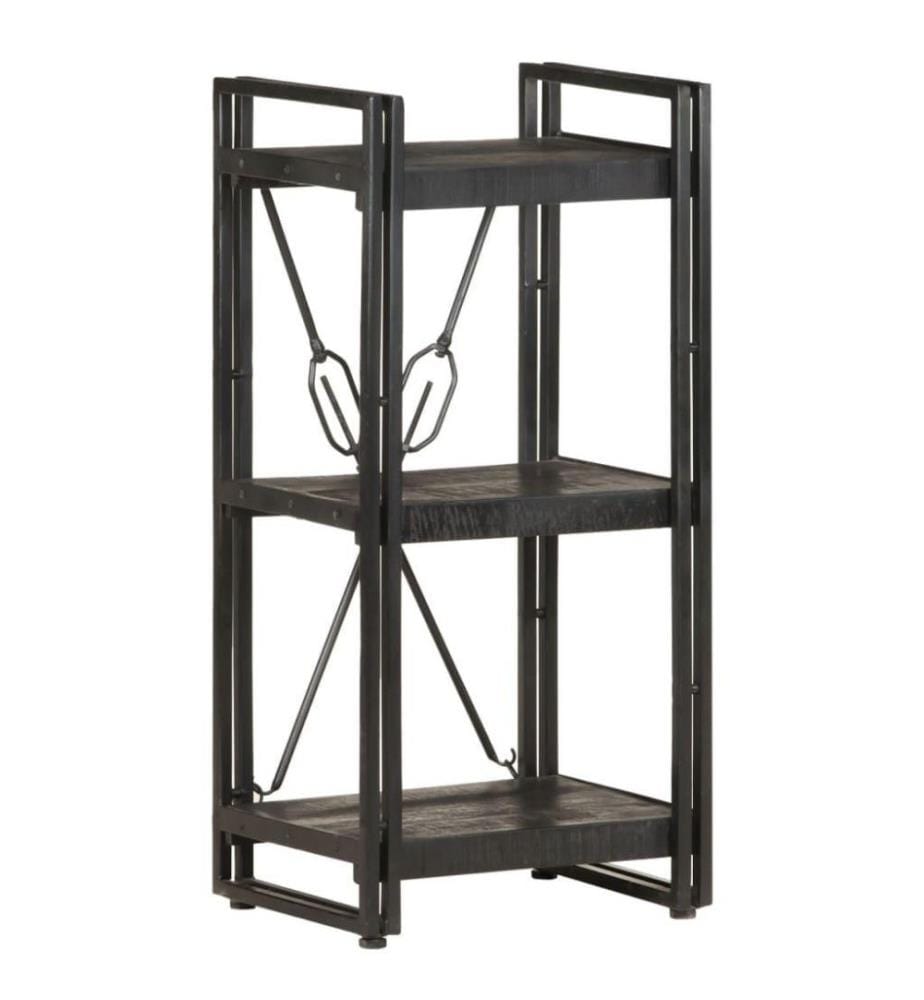 Bücherregal 3 Fächer Schwarz 40x30x80 cm Mango Massivholz