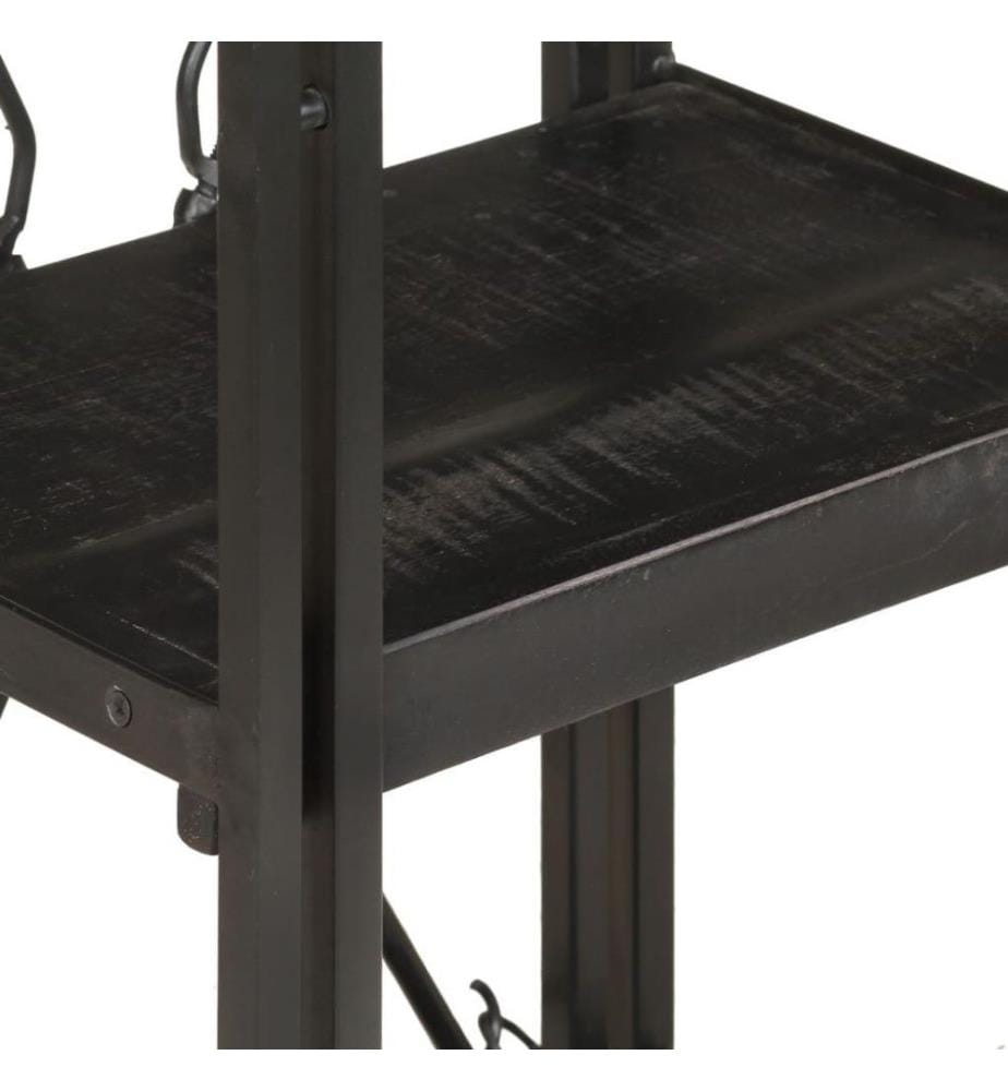 Bücherregal 3 Fächer Schwarz 40x30x80 cm Mango Massivholz