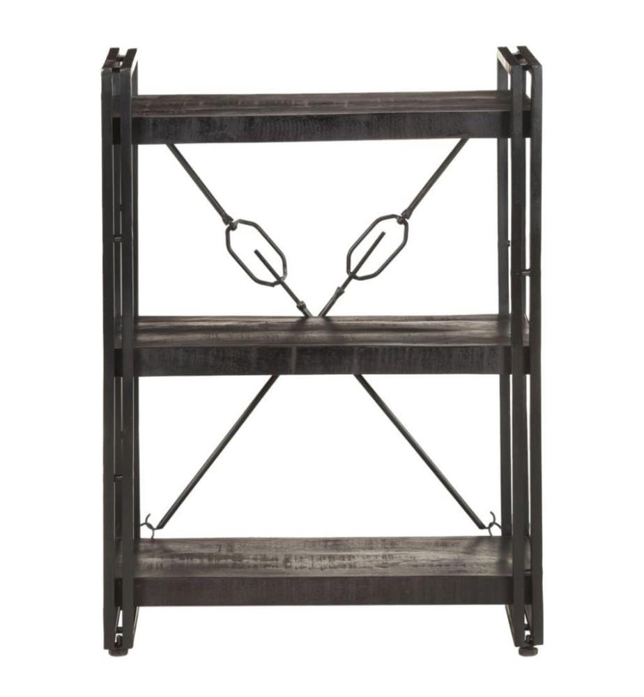 Bücherregal 3 Fächer Schwarz 60x30x80 cm Mango Massivholz