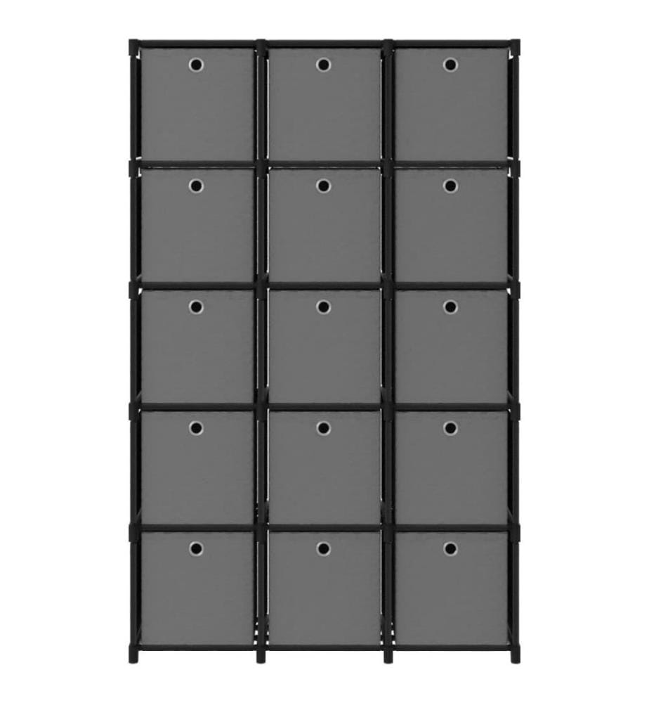Würfel-Regal mit Boxen 15 Fächer Schwarz 103x30x175,5 cm Stoff