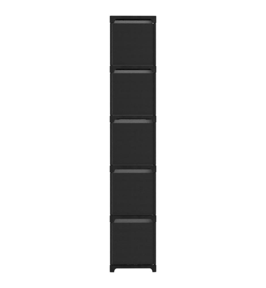 Würfel-Regal mit Boxen 15 Fächer Schwarz 103x30x175,5 cm Stoff