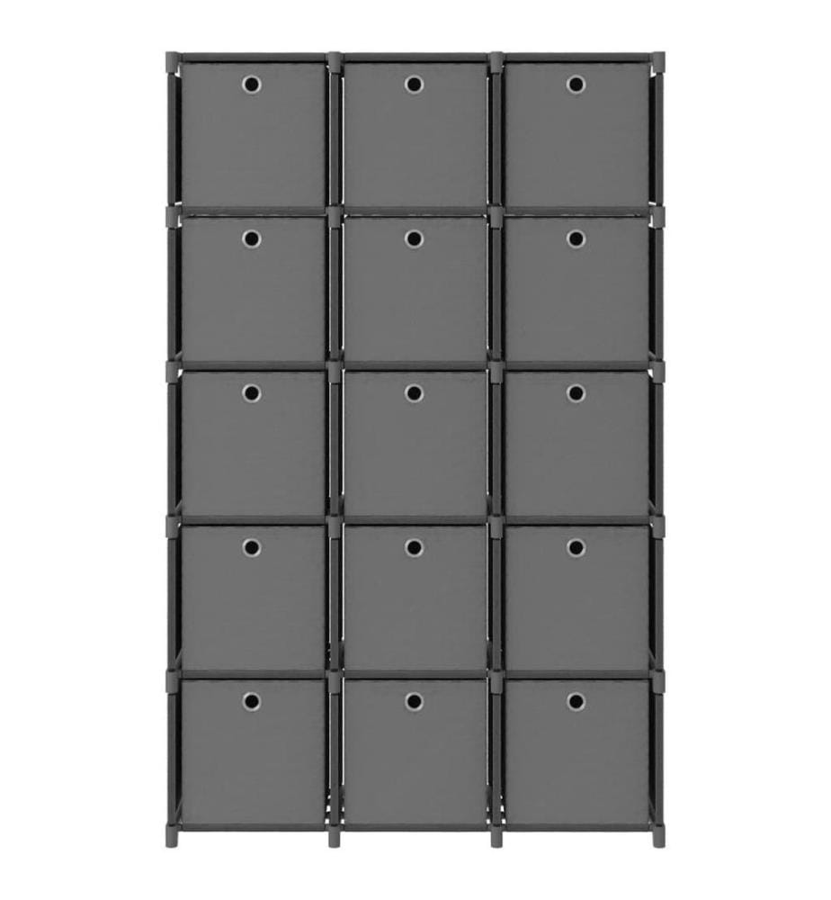Würfel-Regal mit Boxen 15 Fächer Grau 103x30x175,5 cm Stoff