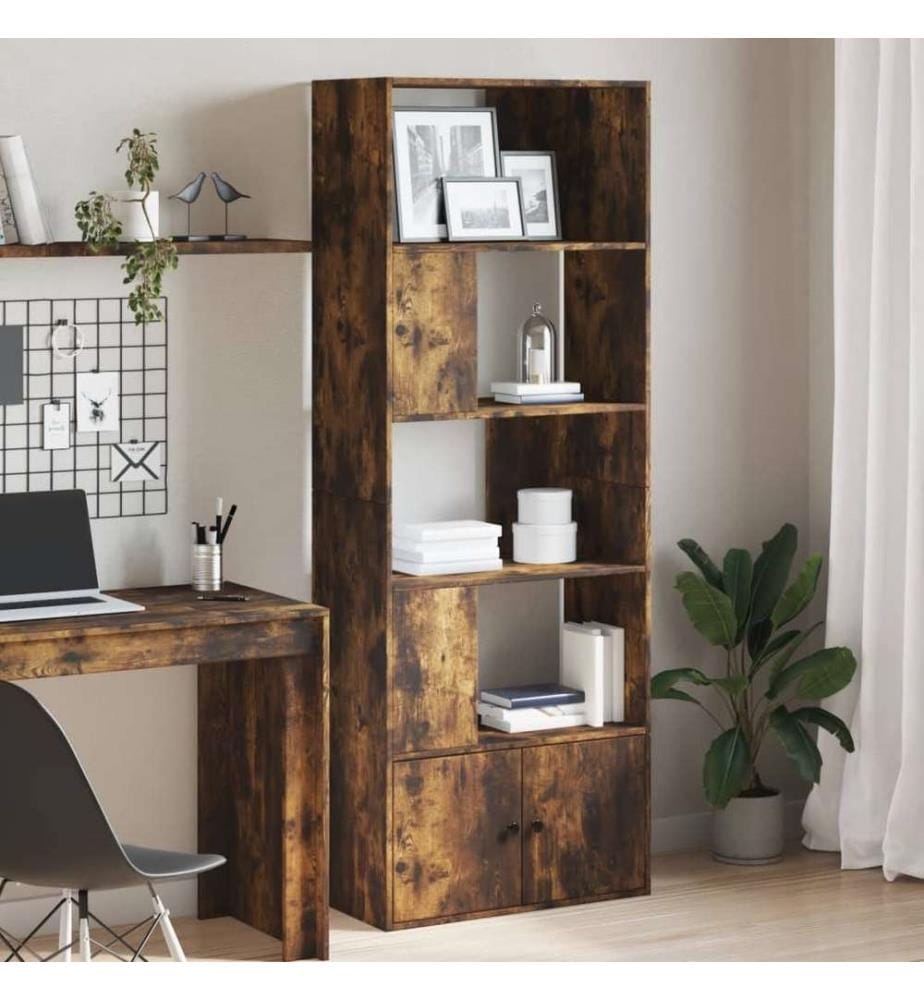 Bibliothèque chêne fumé 70x36x189 cm bois d'ingénierie