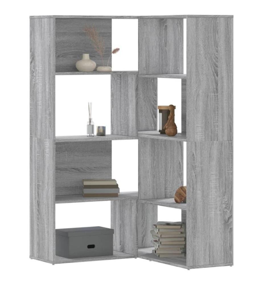 Eck-Bücherregal 4 Etagen Grau Sonoma 85x85x140 cm Holzwerkstoff