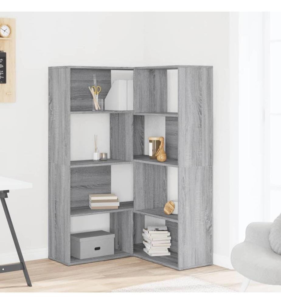 Eck-Bücherregal 4 Etagen Grau Sonoma 85x85x140 cm Holzwerkstoff