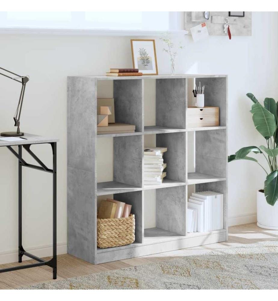 Bibliothèque gris béton 102x32x108 cm bois d'ingénierie