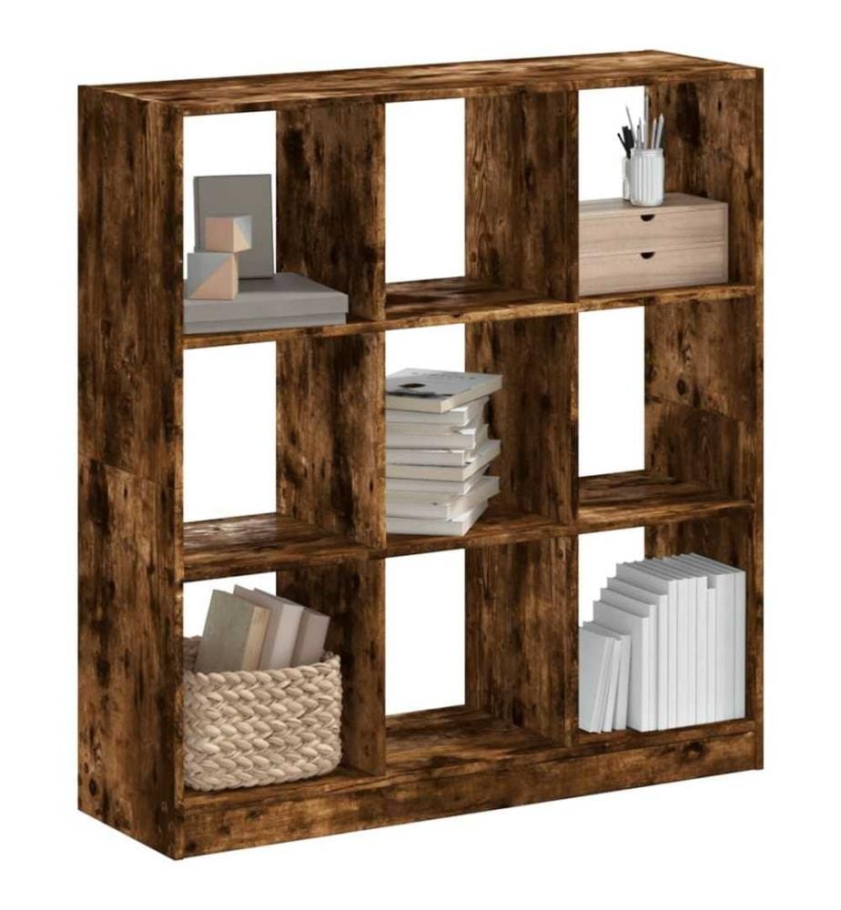 Bibliothèque chêne fumé 102x32x108 cm bois d'ingénierie