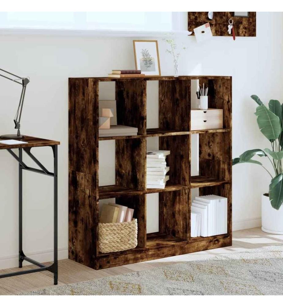 Bibliothèque chêne fumé 102x32x108 cm bois d'ingénierie