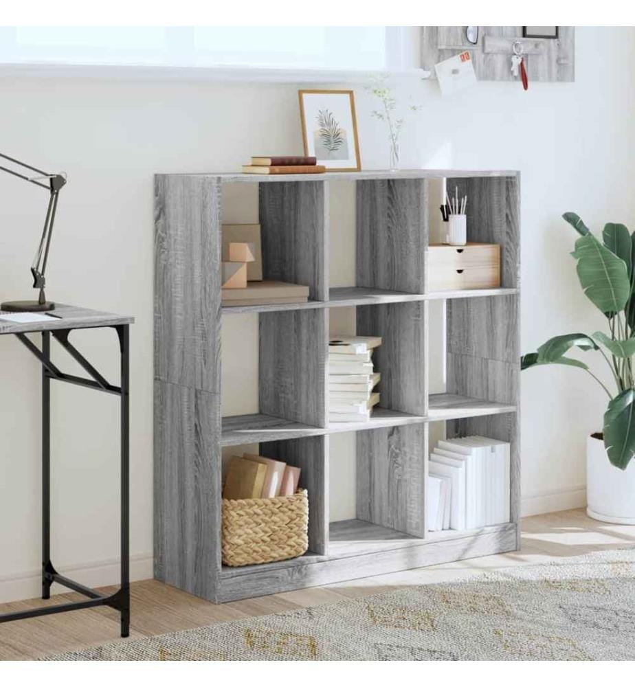 Bibliothèque sonoma gris 102x32x108 cm bois d'ingénierie