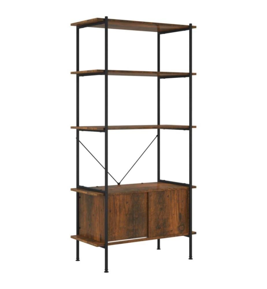 Regal mit 5 Böden und Schrank 80x40x163 cm Stahl Holzwerkstoff