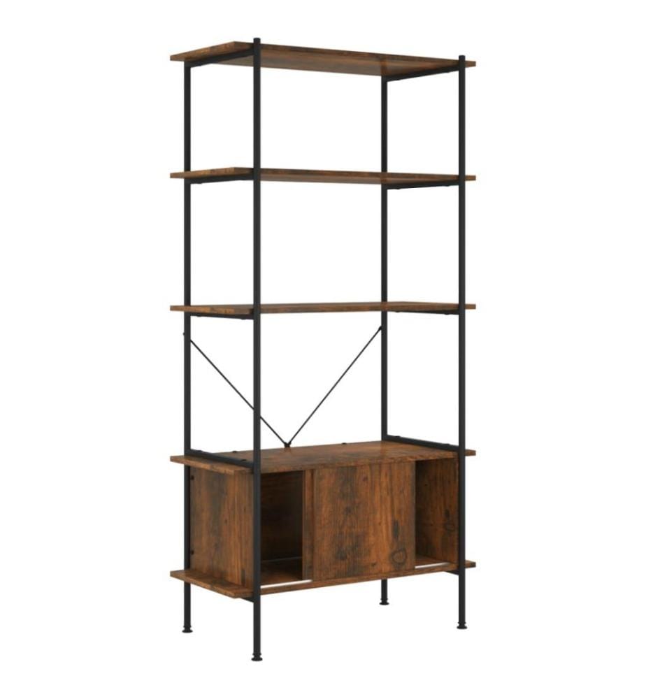 Regal mit 5 Böden und Schrank 80x40x163 cm Stahl Holzwerkstoff