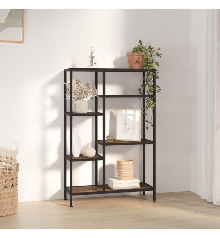 Bücherregal 80x30x120 cm Stahl und Holzwerkstoff