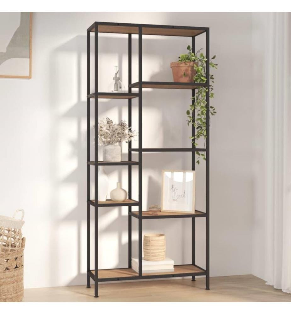Bücherregal 80x30x180 cm Stahl und Holzwerkstoff
