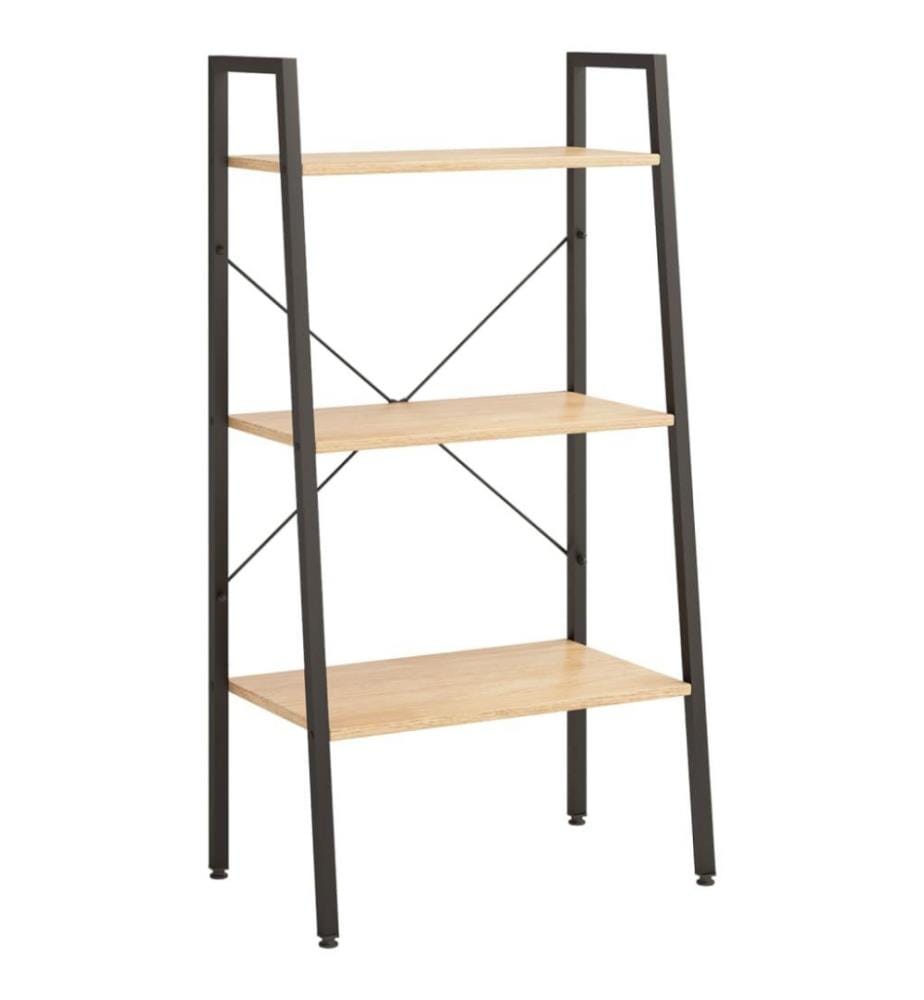 Étagère sur pied 3 niveaux Marron clair et noir 56x35x108 cm