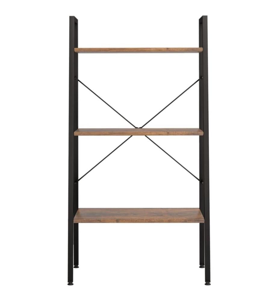 Standregal mit 3 Böden Dunkelbraun und Schwarz 56x35x108 cm