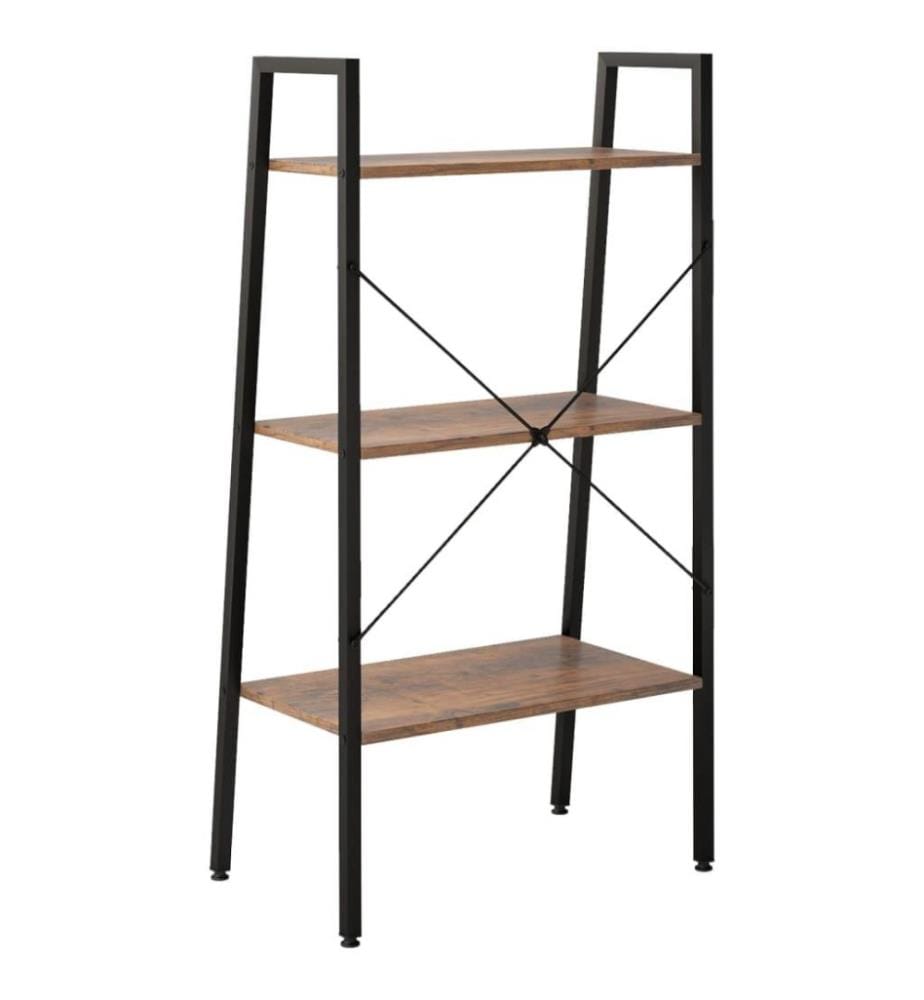 Standregal mit 3 Böden Dunkelbraun und Schwarz 56x35x108 cm