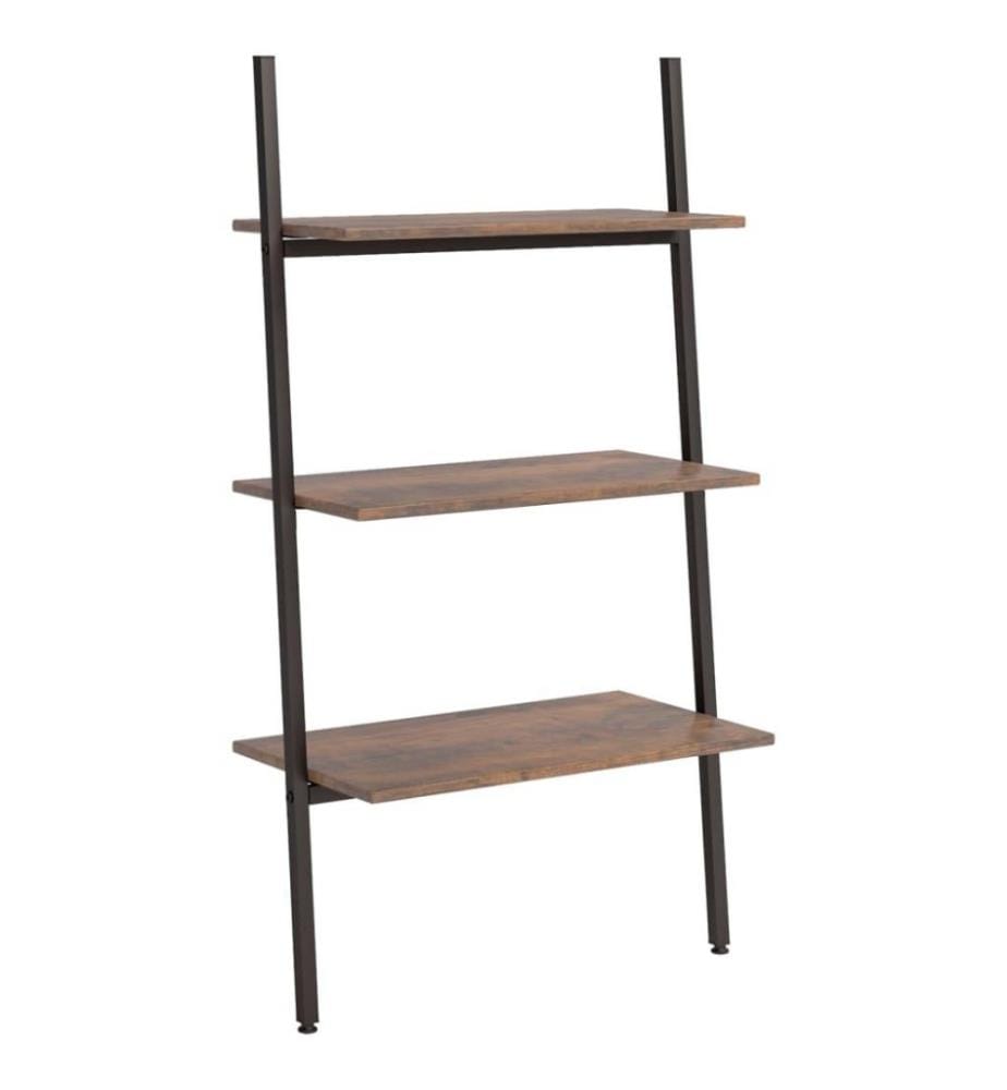 Étagère inclinée à 3 niveaux Marron foncé et noir 64x34x116 cm