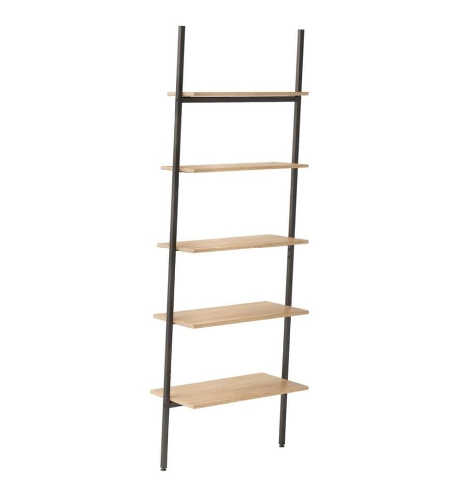 Étagère inclinée à 5 niveaux Marron clair et noir 64x34x185,5cm