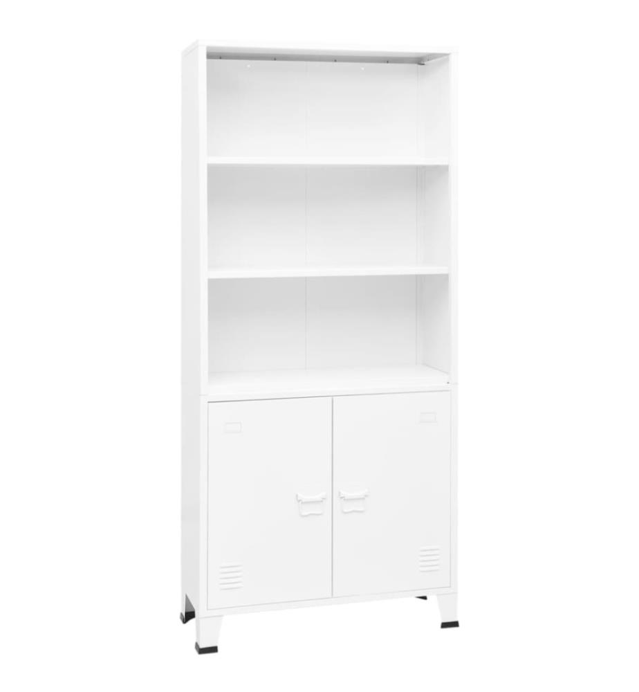 Bibliothèque industrielle Blanc 80x32x180 cm Acier
