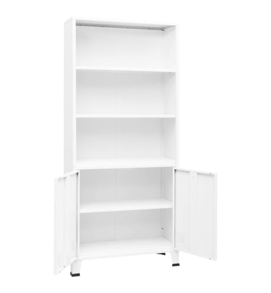 Bibliothèque industrielle Blanc 80x32x180 cm Acier