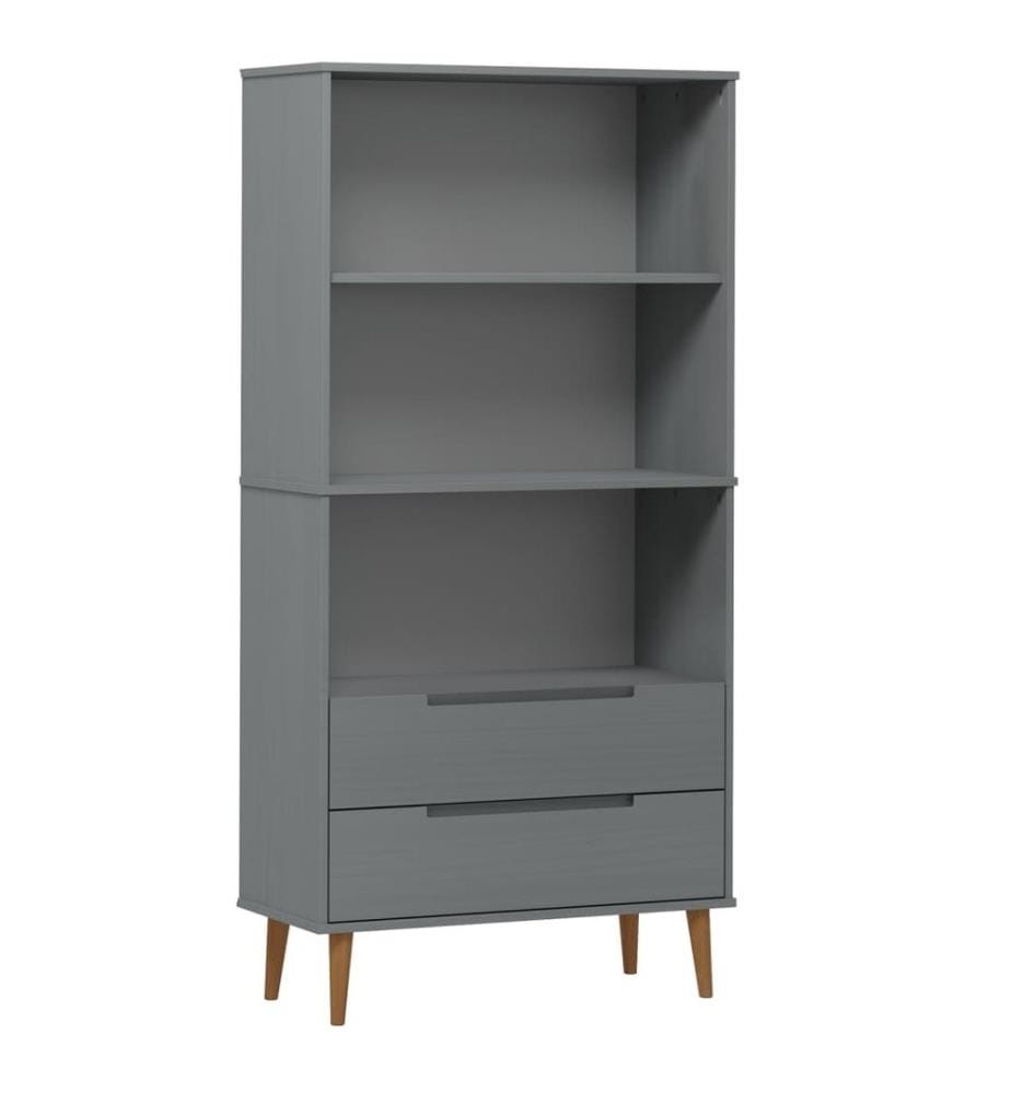 Bücherregal MOLDE Grau 85x35x170,5 cm Massivholz Kiefer