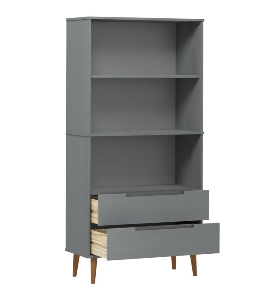 Bücherregal MOLDE Grau 85x35x170,5 cm Massivholz Kiefer