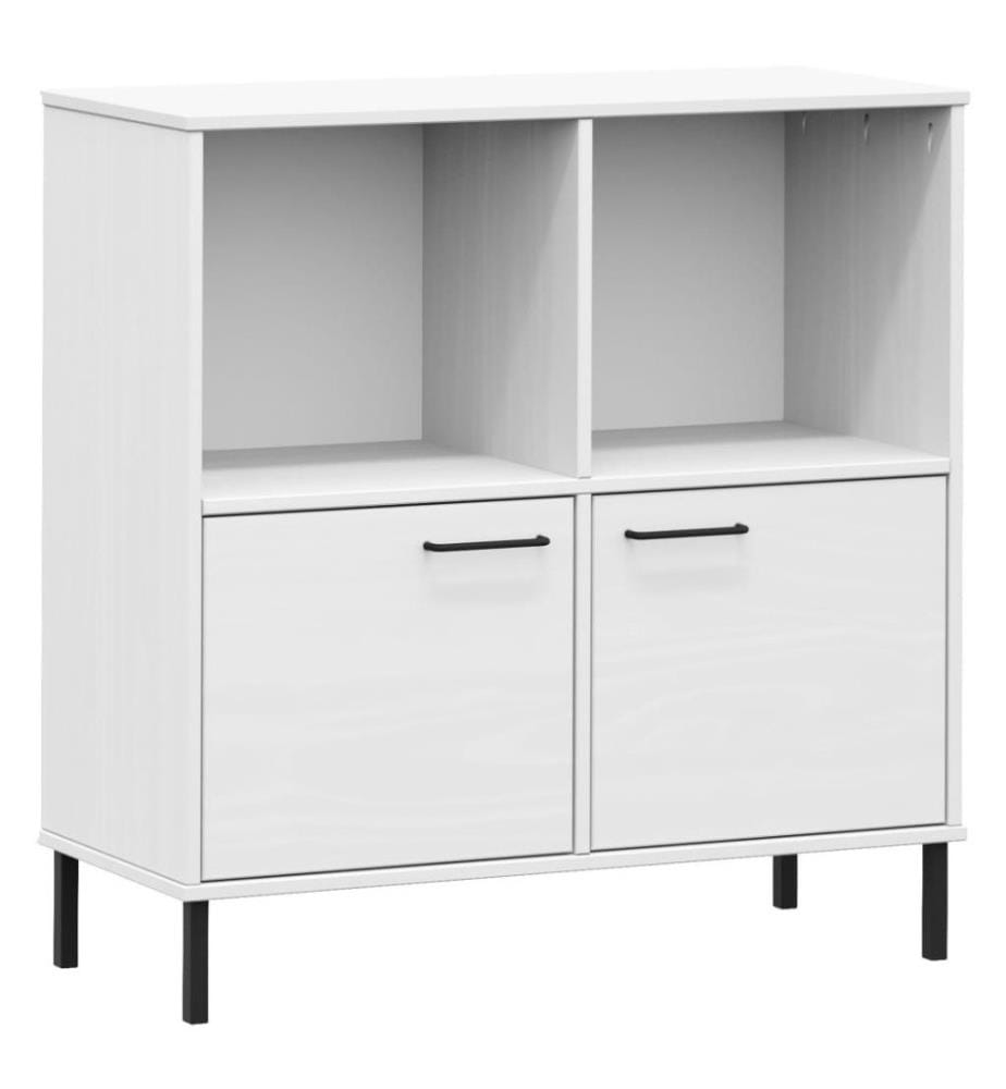 Bücherregal OSLO mit Metallbeinen Weiss 90x35x90,5 cm Massivholz