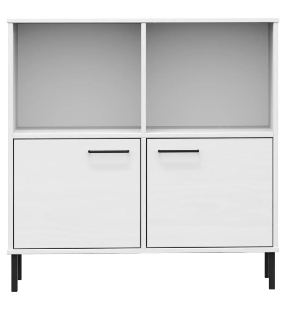 Bücherregal OSLO mit Metallbeinen Weiss 90x35x90,5 cm Massivholz