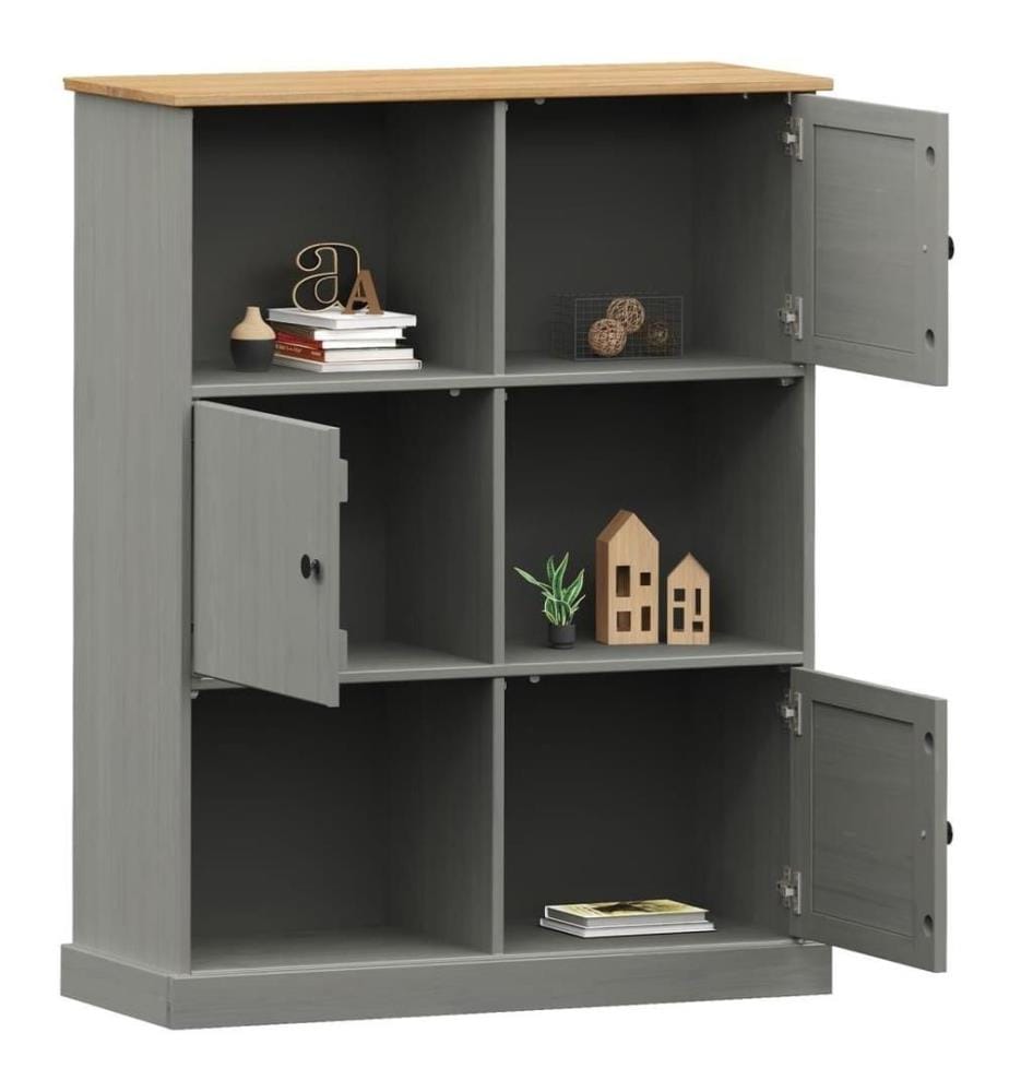 Bibliothèque VIGO gris 90x35x114,5 cm bois massif de pin