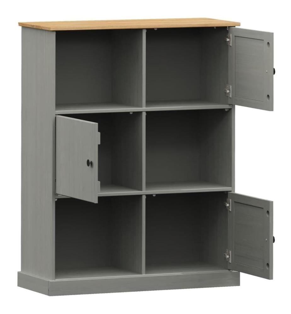 Bibliothèque VIGO gris 90x35x114,5 cm bois massif de pin