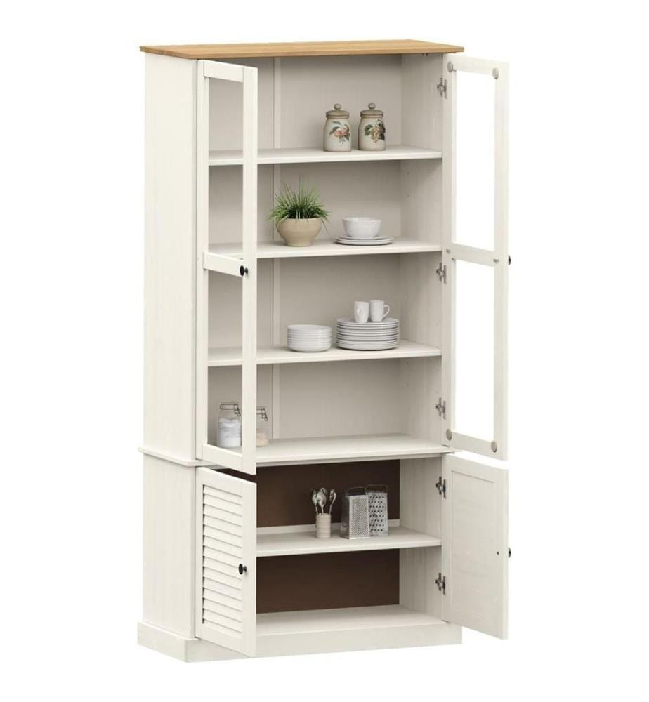 Vitrine VIGO Weiss 85x35x170 cm Massivholz Kiefer