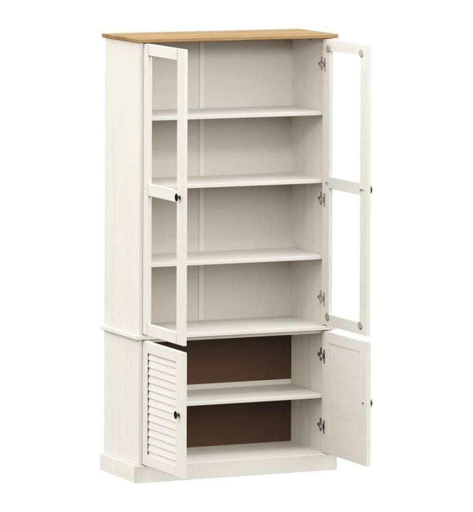 Vitrine VIGO Weiss 85x35x170 cm Massivholz Kiefer