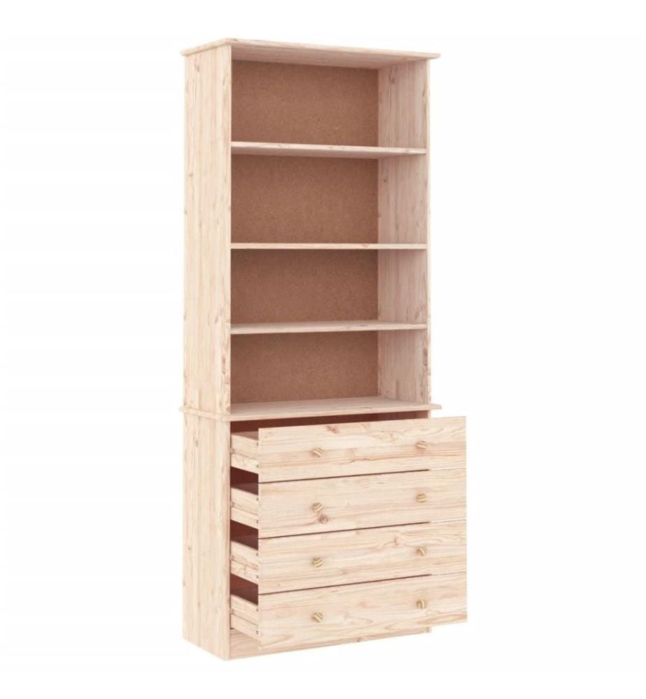 Bücherregal mit Schubladen ALTA 77x35x186,5cm Massivholz Kiefer