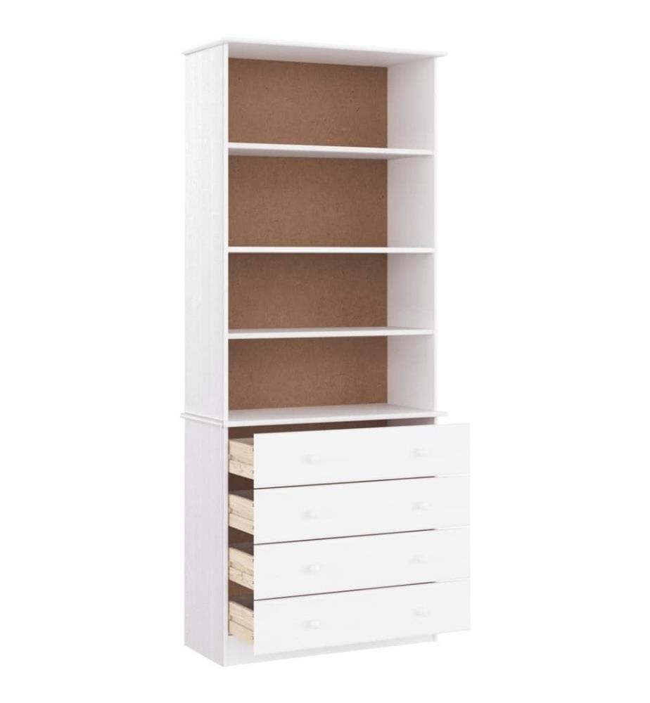 Bücherregal mit Schubladen ALTA Weiss 77x35x186,5 cm Kiefernholz