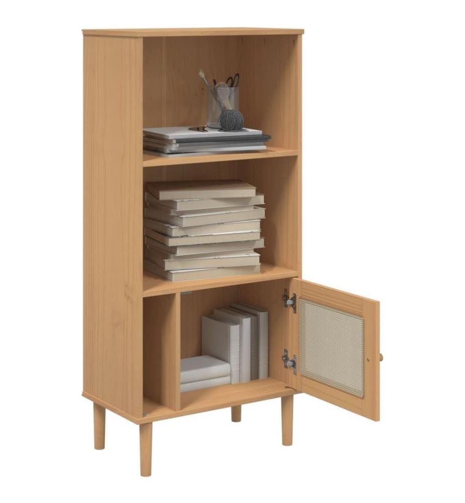 Bibliothèque SENJA aspect de rotin marron bois massif de pin