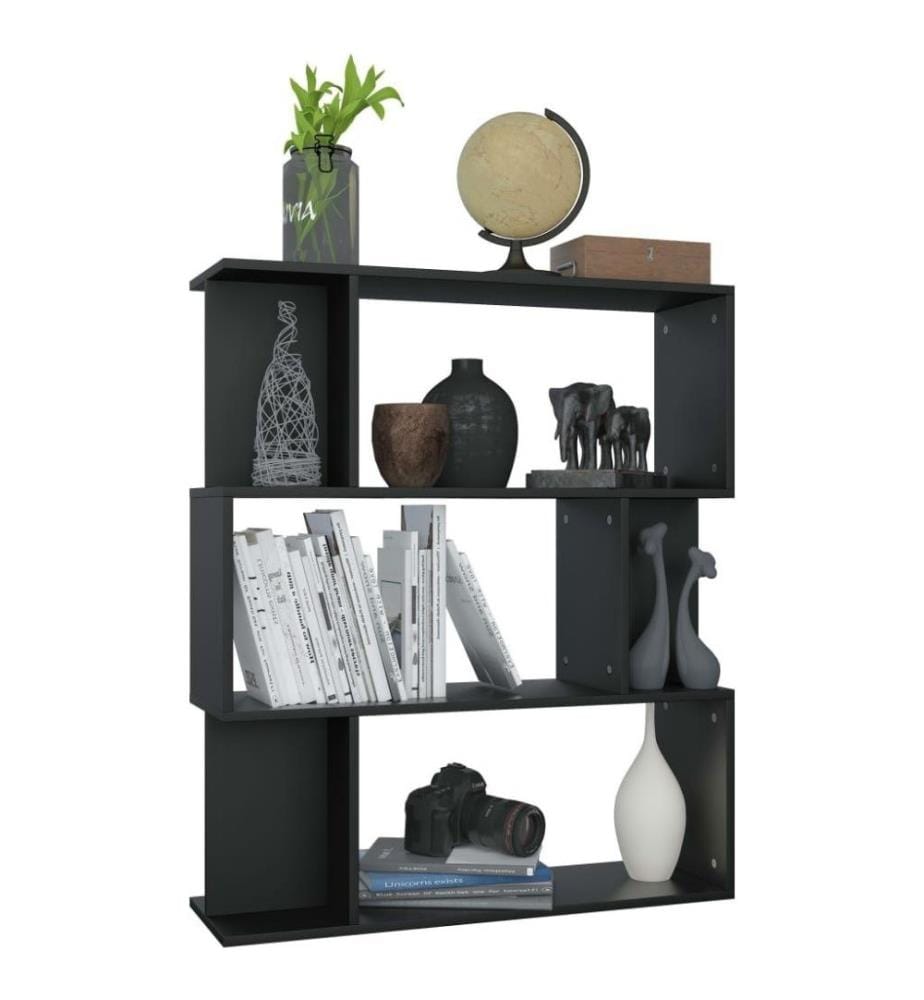 Bücherregal/Raumteiler Schwarz 80x24x96 cm Holzwerkstoff