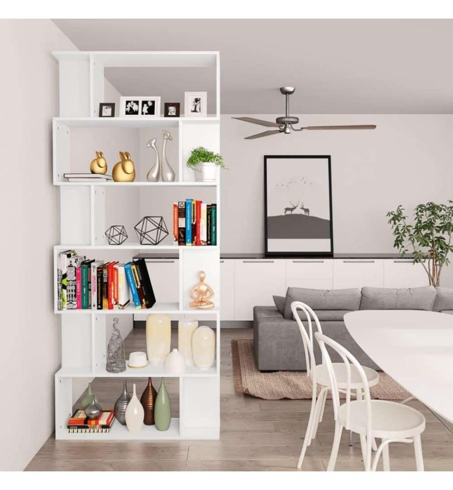 Bücherregal/Raumteiler Weiss 80x24x192 cm Holzwerkstoff