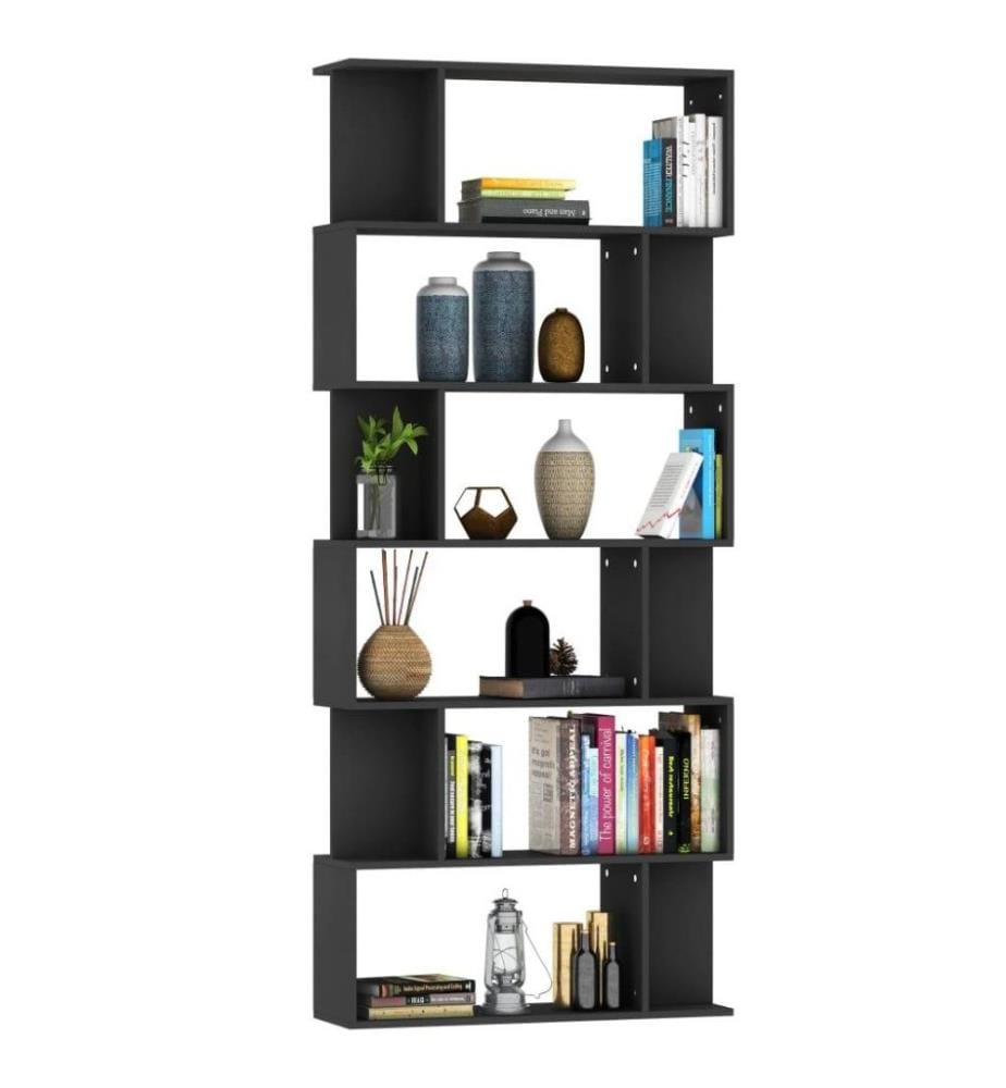 Bücherregal/Raumteiler Schwarz 80x24x192 cm Holzwerkstoff