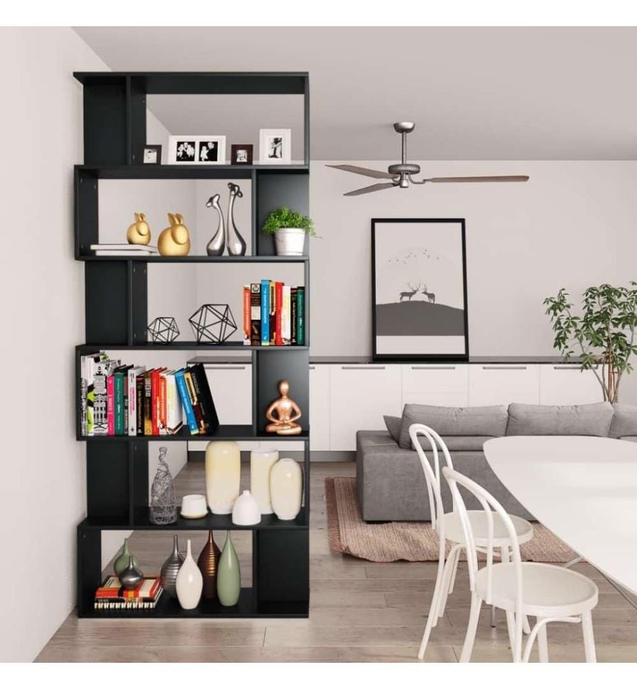 Bücherregal/Raumteiler Schwarz 80x24x192 cm Holzwerkstoff