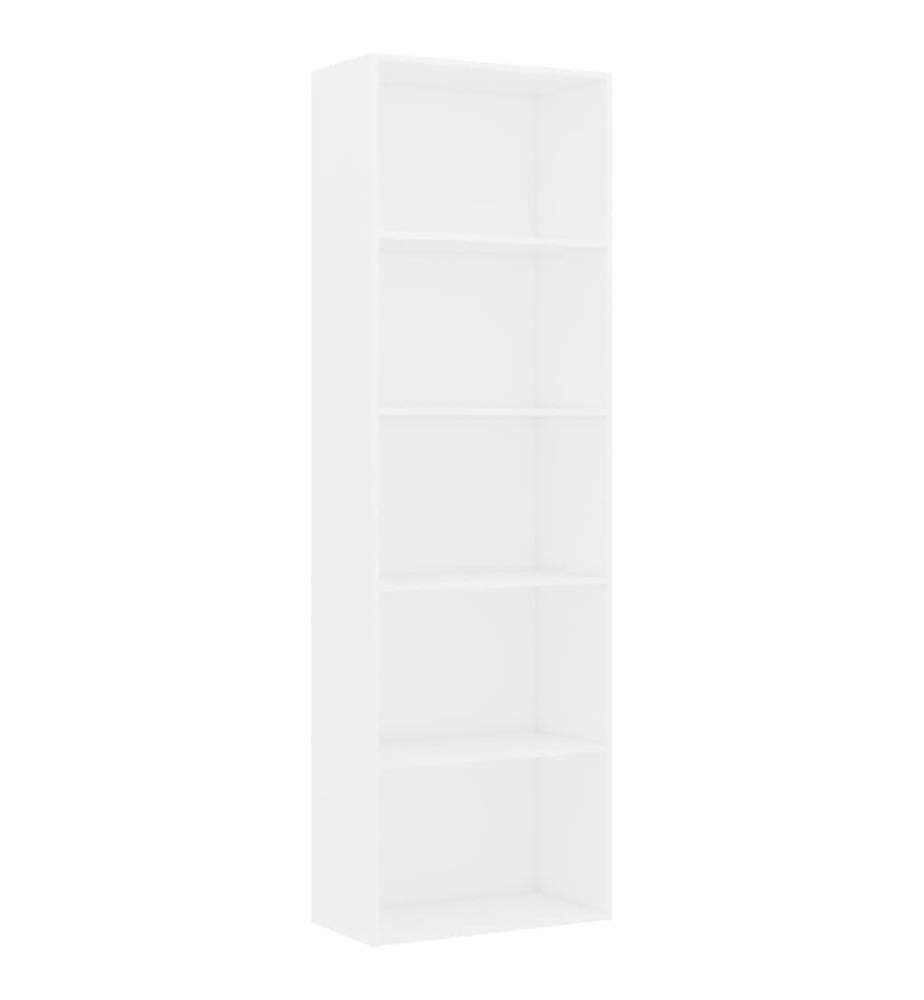 Bücherregal 5 Fächer Weiss 60x30x189 cm Holzwerkstoff