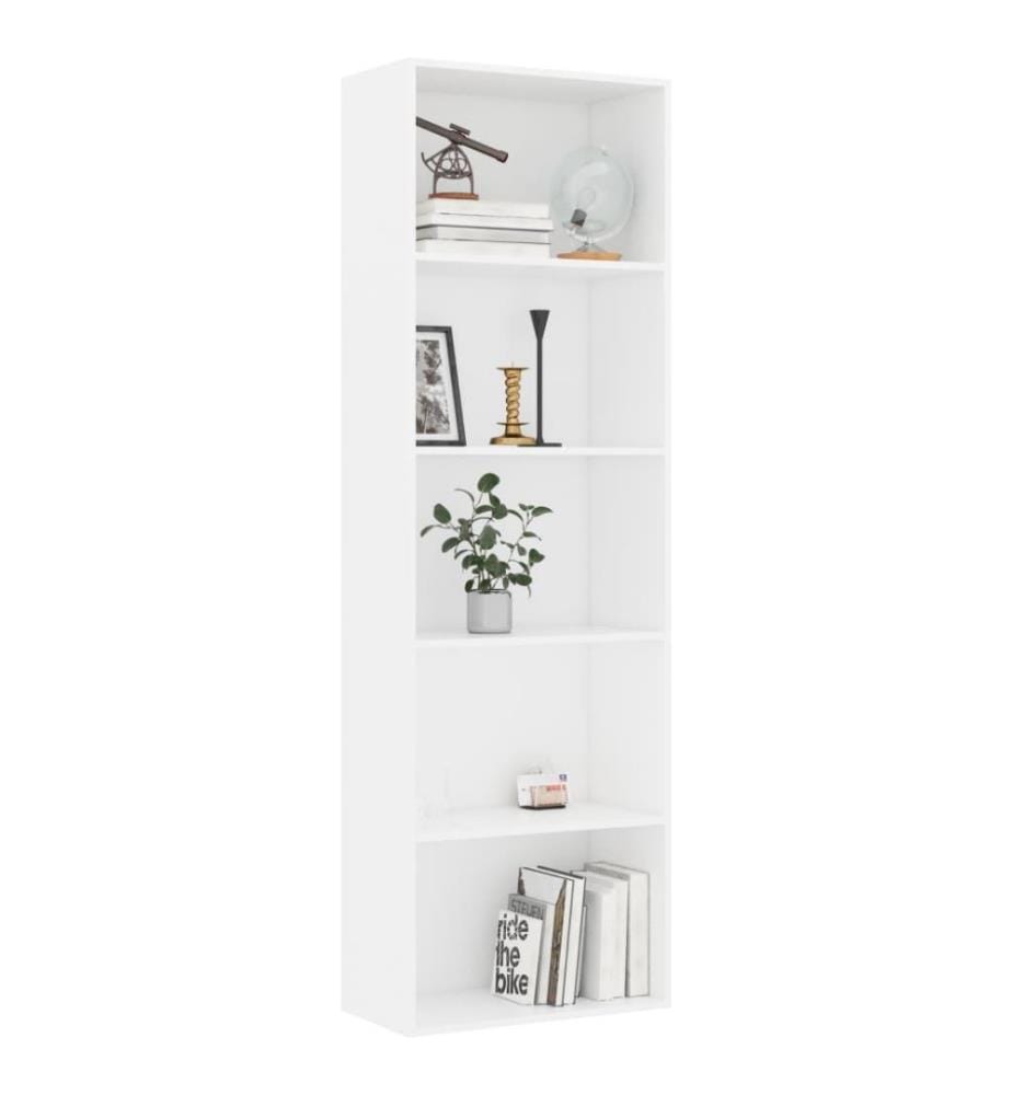 Bücherregal 5 Fächer Weiss 60x30x189 cm Holzwerkstoff