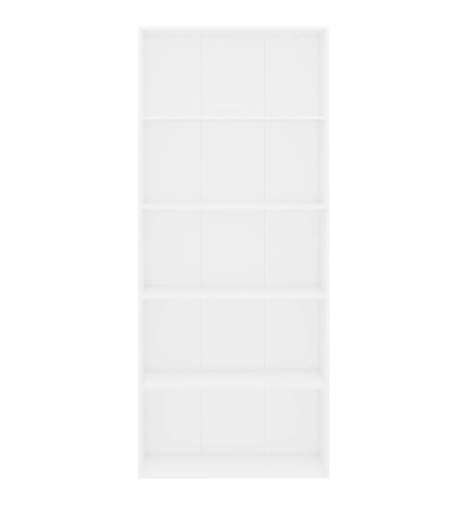 Bibliothèque à 5 niveaux Blanc 80x30x189 cm Bois d'ingénierie