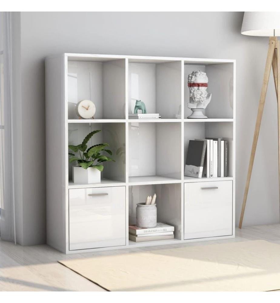 Bücherregal Hochglanz-Weiss 98x30x98 cm Holzwerkstoff