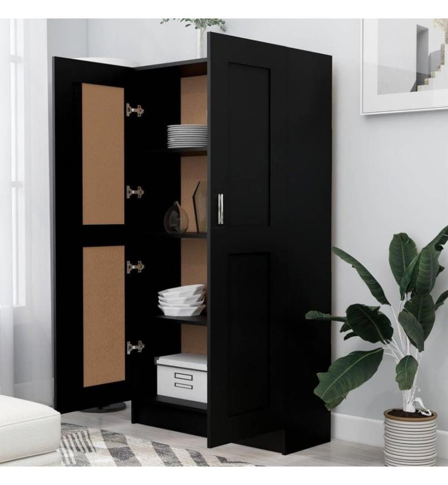 Bibliothèque Noir 82,5x30,5x150 cm Aggloméré