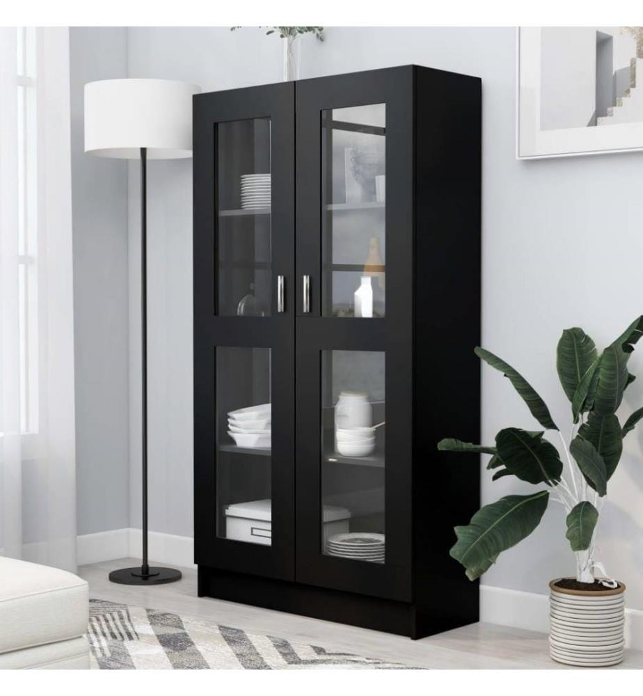 Armoire à vitrine Noir 82,5x30,5x150 cm Aggloméré