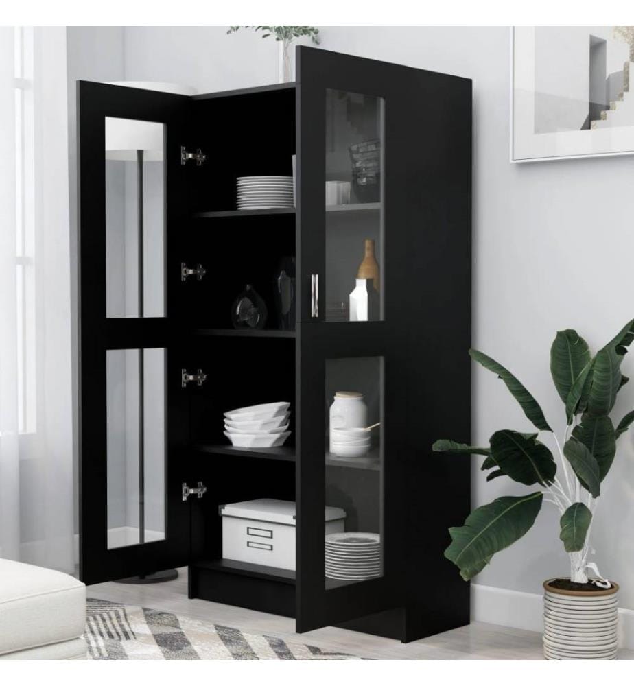 Armoire à vitrine Noir 82,5x30,5x150 cm Aggloméré