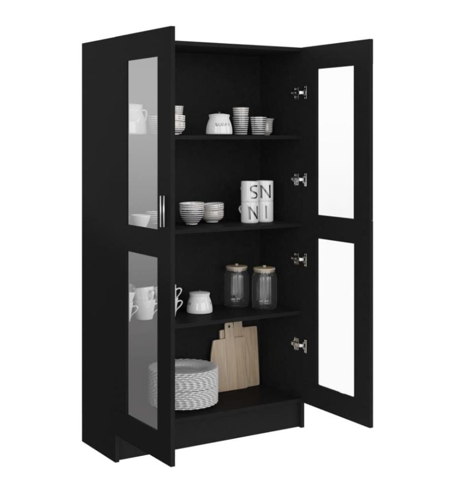 Armoire à vitrine Noir 82,5x30,5x150 cm Aggloméré