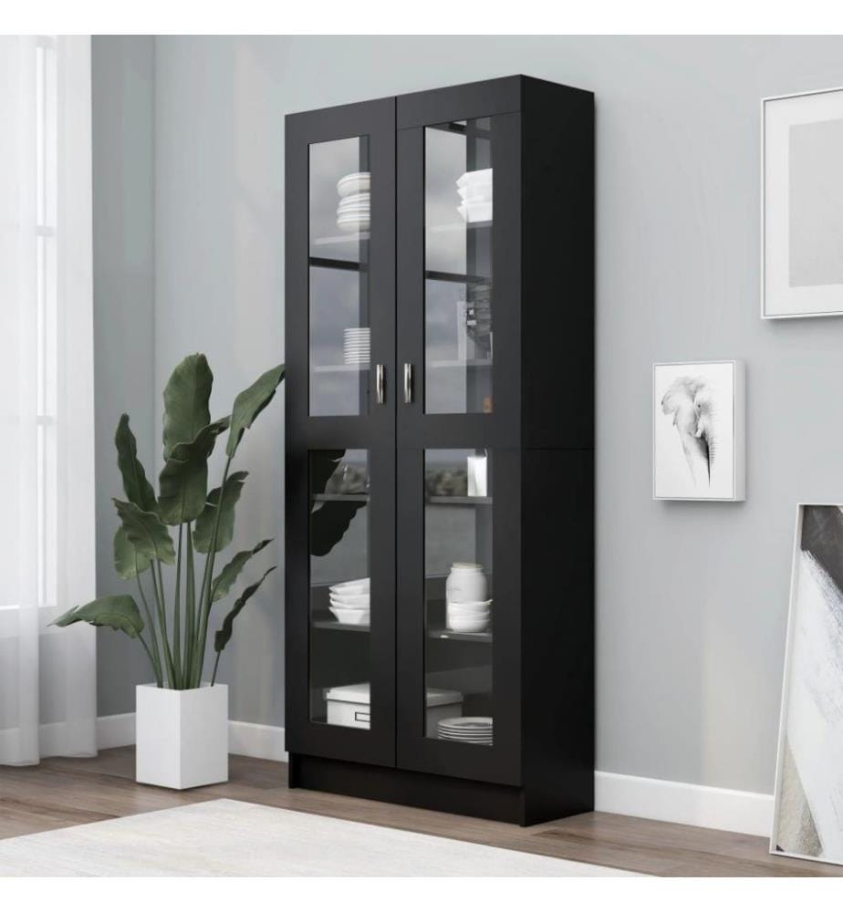 Armoire à vitrine Noir 82,5x30,5x185,5 cm Aggloméré