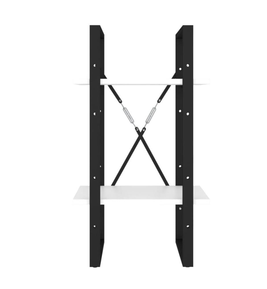 Bücherregal 2 Fächer Weiss 40x30x70 cm Holzwerkstoff